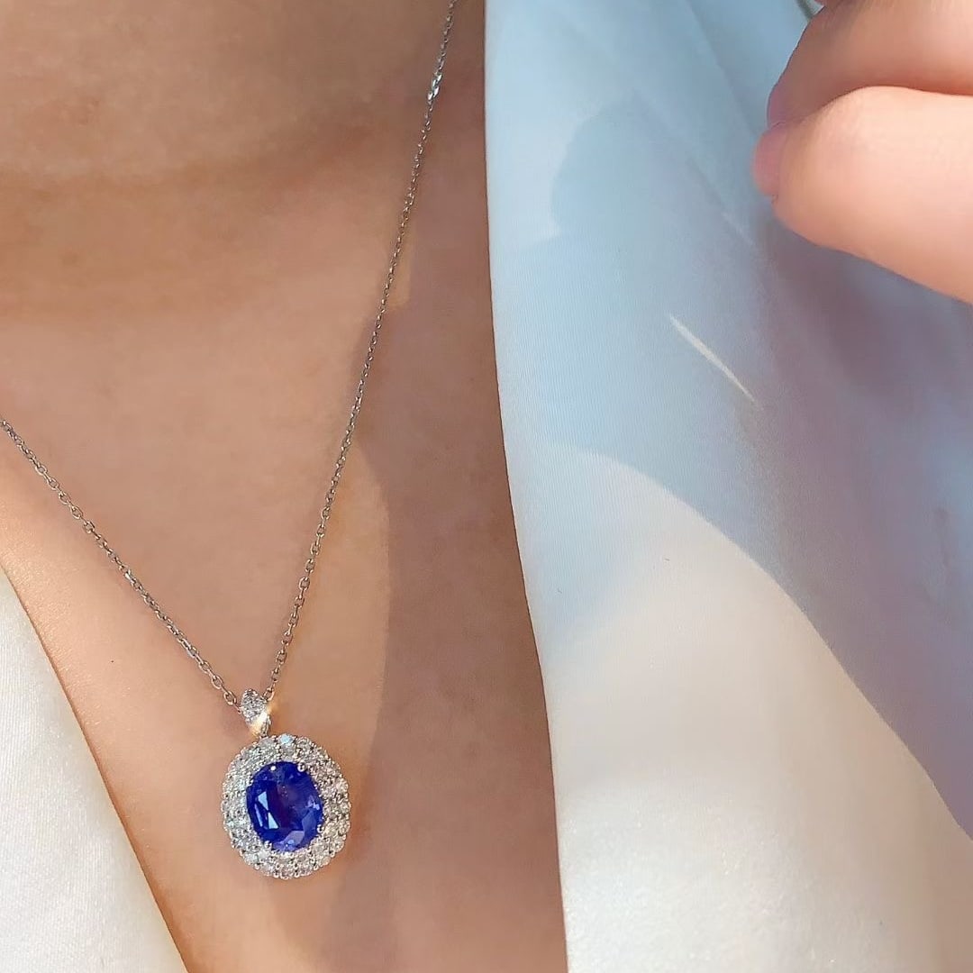 14k Gold 2.59 Ctw Natural Sapphire & Diamond Ring/pendant( Without Chain ) - 8
