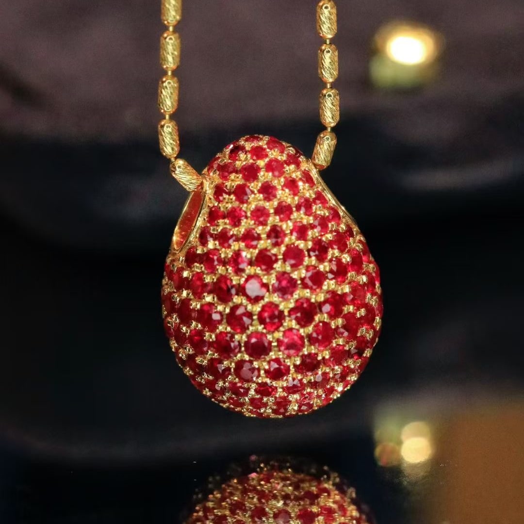 14k Gold 3.6 Ct Natural Ruby Pendant( Without Chain ): Ref:231043181 // gold content:14k gold // main gemstone:ruby // shape:round // carat weight:3. 6ct // color:red // treatment:natural // cut grade:g // Condition: New Low Estimate: 3700.00 High
