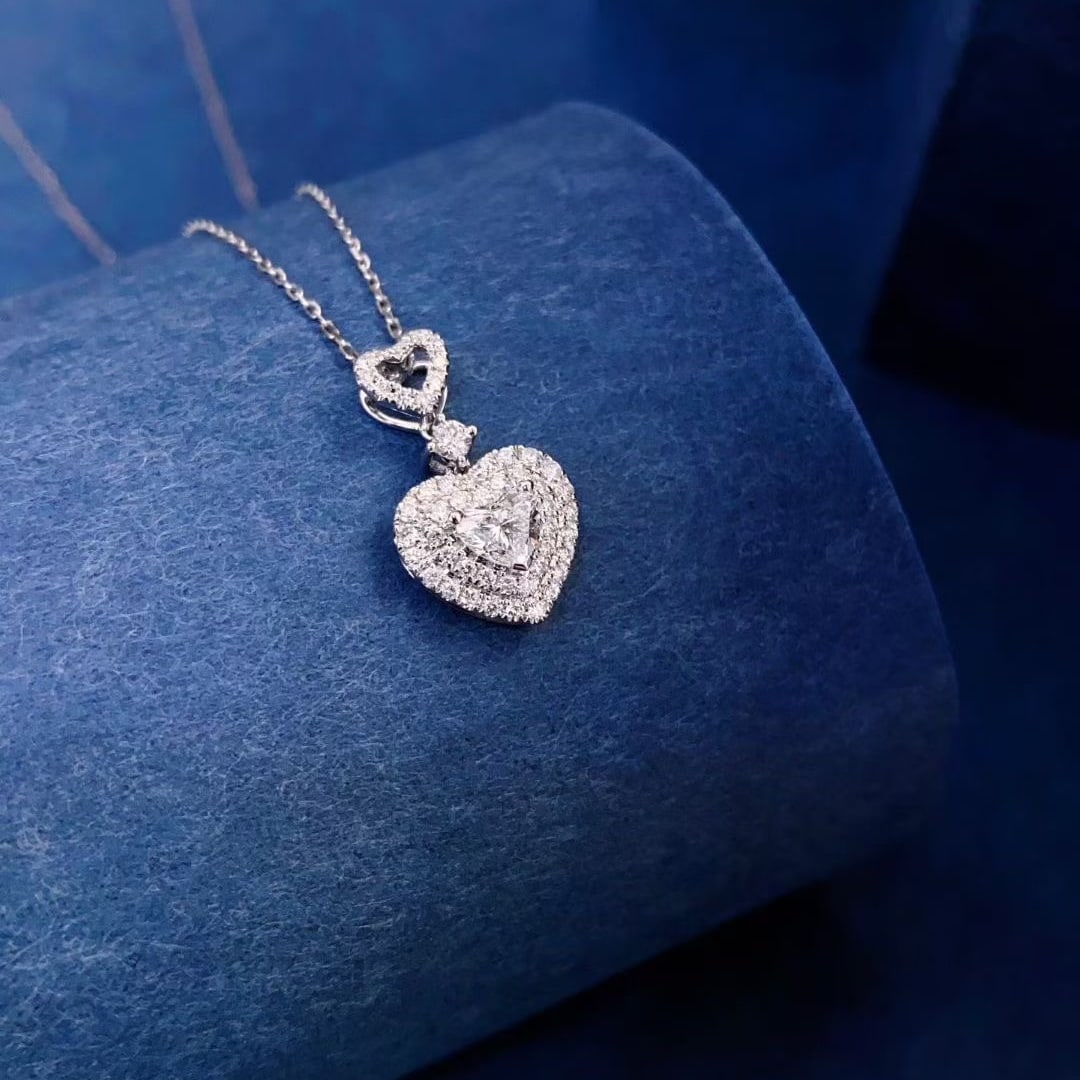 Gia Certified 14k Gold 0.61 Ctw Natural E Si1 Heart Diamond Necklace - 4