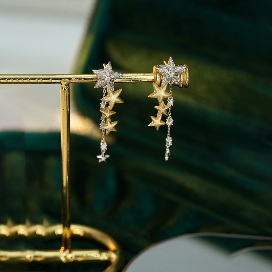 14k Gold 0.45 Ct Natural H Diamond Earrings - 3