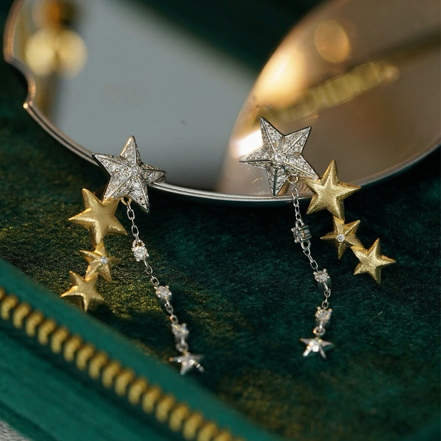 14k Gold 0.45 Ct Natural H Diamond Earrings - 4