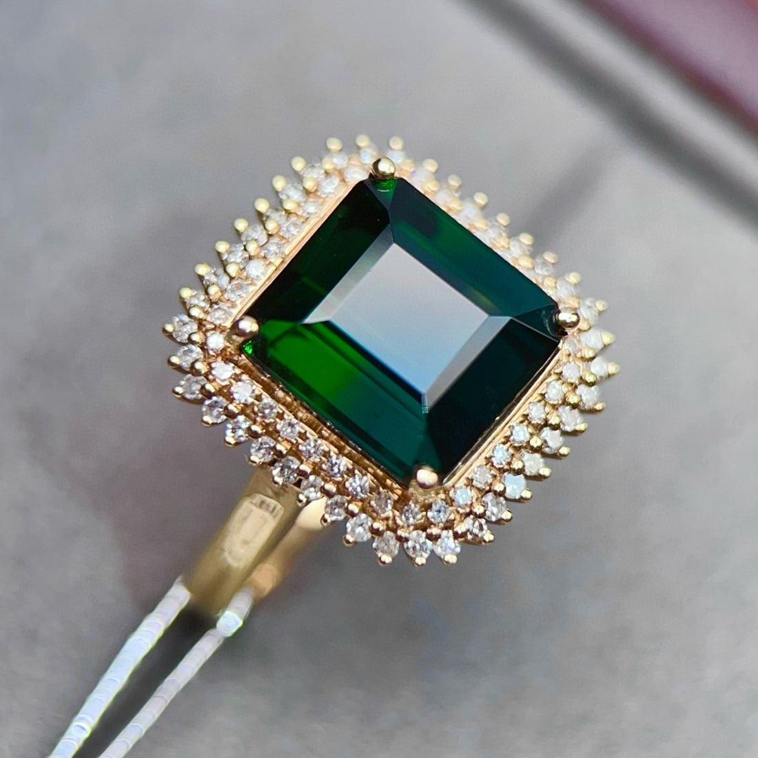 14k Gold 5.11 Ctw Natural Tourmaline & Diamond Ring - 4