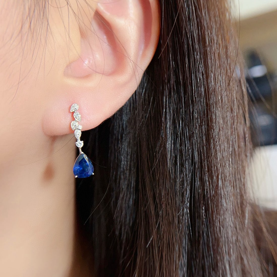 14k Gold 3.31 Ctw Natural Sapphire & Diamond Earrings - 3