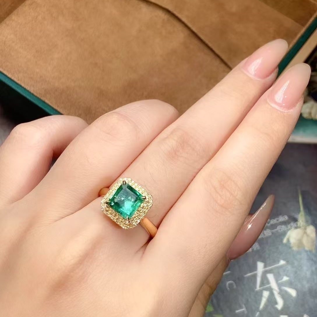 14k Gold 2.32 Ctw Natural Emerald & Diamond Ring - 3