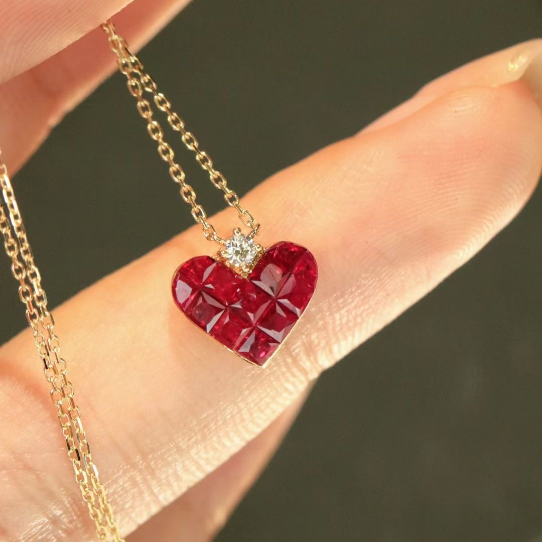 14k Gold 1.12 Ctw Natural Ruby & Diamond Necklace - 4