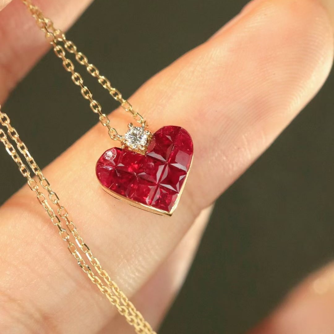 14k Gold 1.12 Ctw Natural Ruby & Diamond Necklace - 5