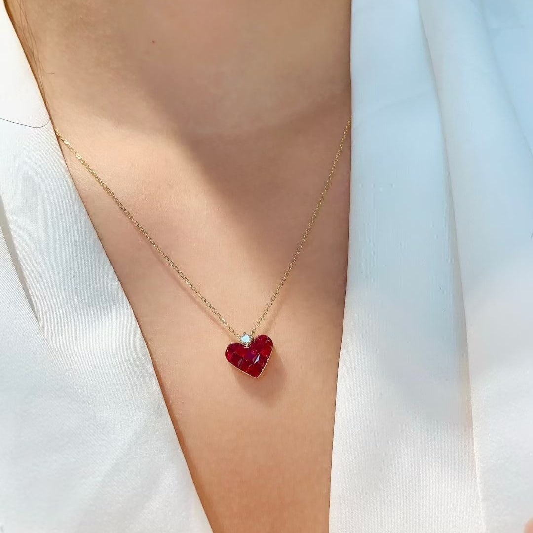 14k Gold 1.12 Ctw Natural Ruby & Diamond Necklace - 6
