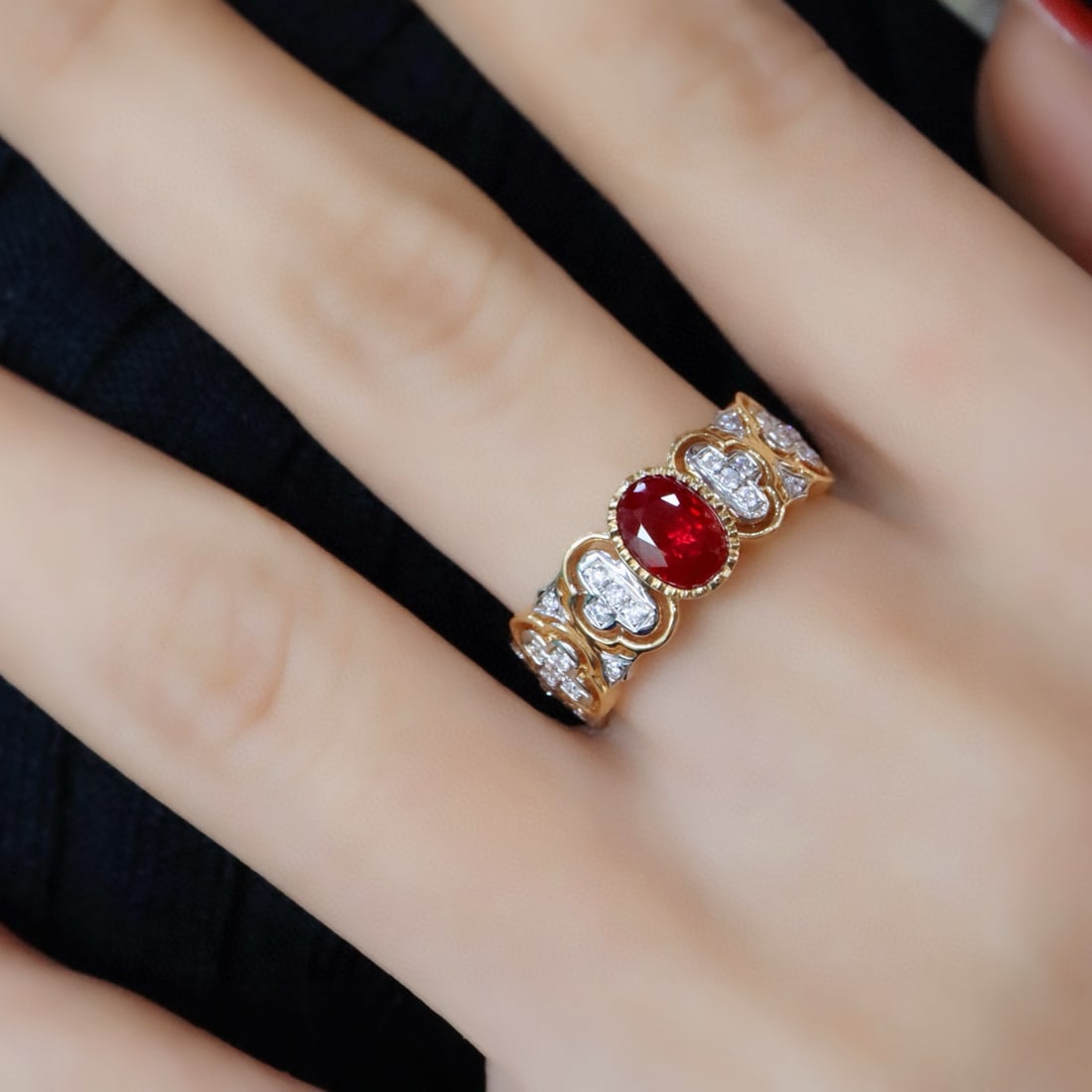 14k Gold 1.34 Ctw Natural Ruby & Diamond Ring - 3