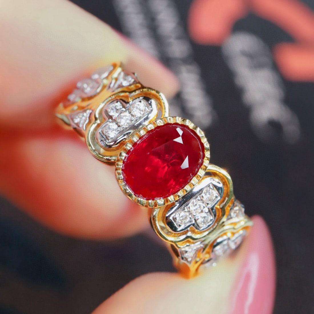 14k Gold 1.34 Ctw Natural Ruby & Diamond Ring - 4