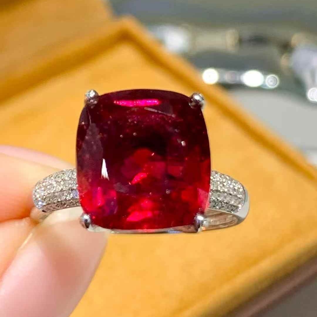 14k Gold 5.4 Ct Natural Tourmaline & Diamond Ring - 2