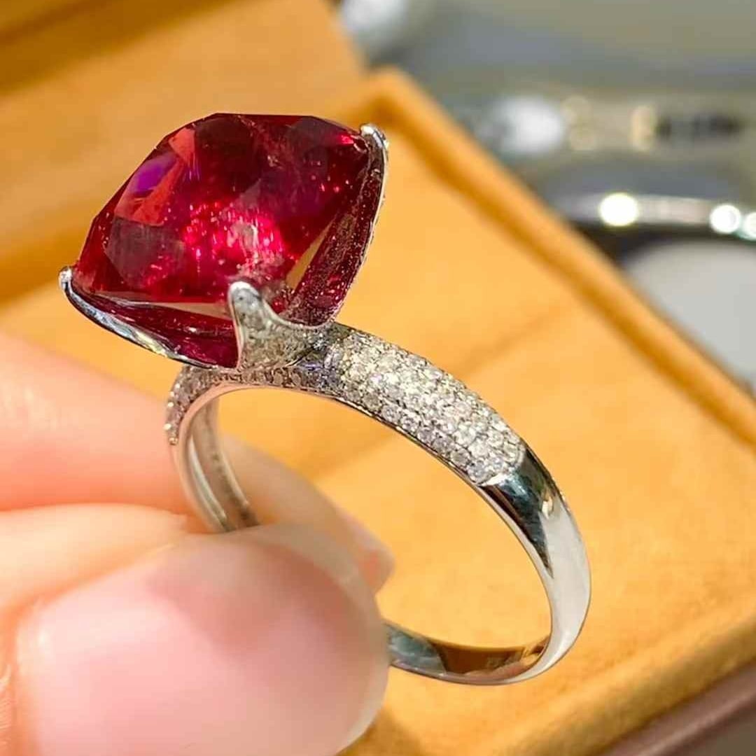 14k Gold 5.4 Ct Natural Tourmaline & Diamond Ring - 5