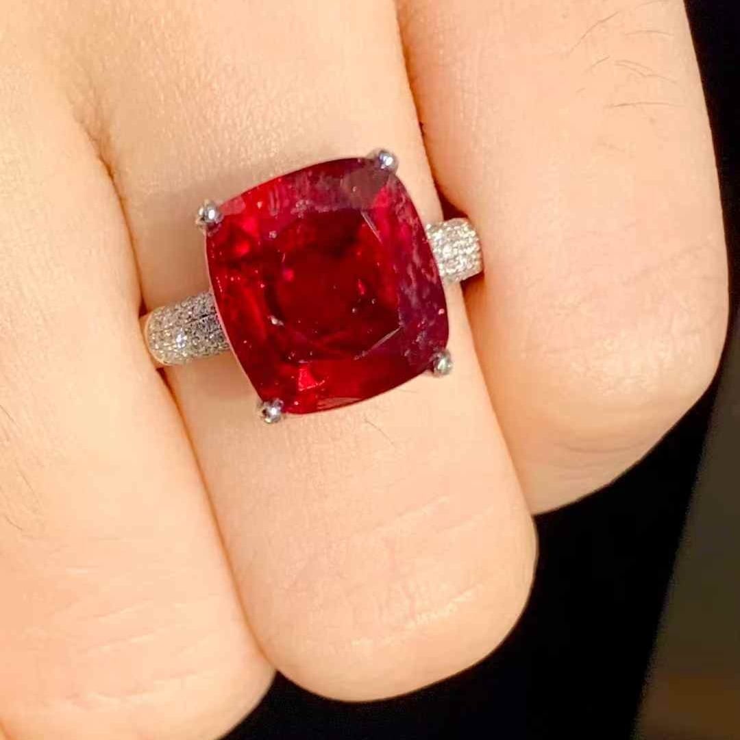14k Gold 5.4 Ct Natural Tourmaline & Diamond Ring - 6
