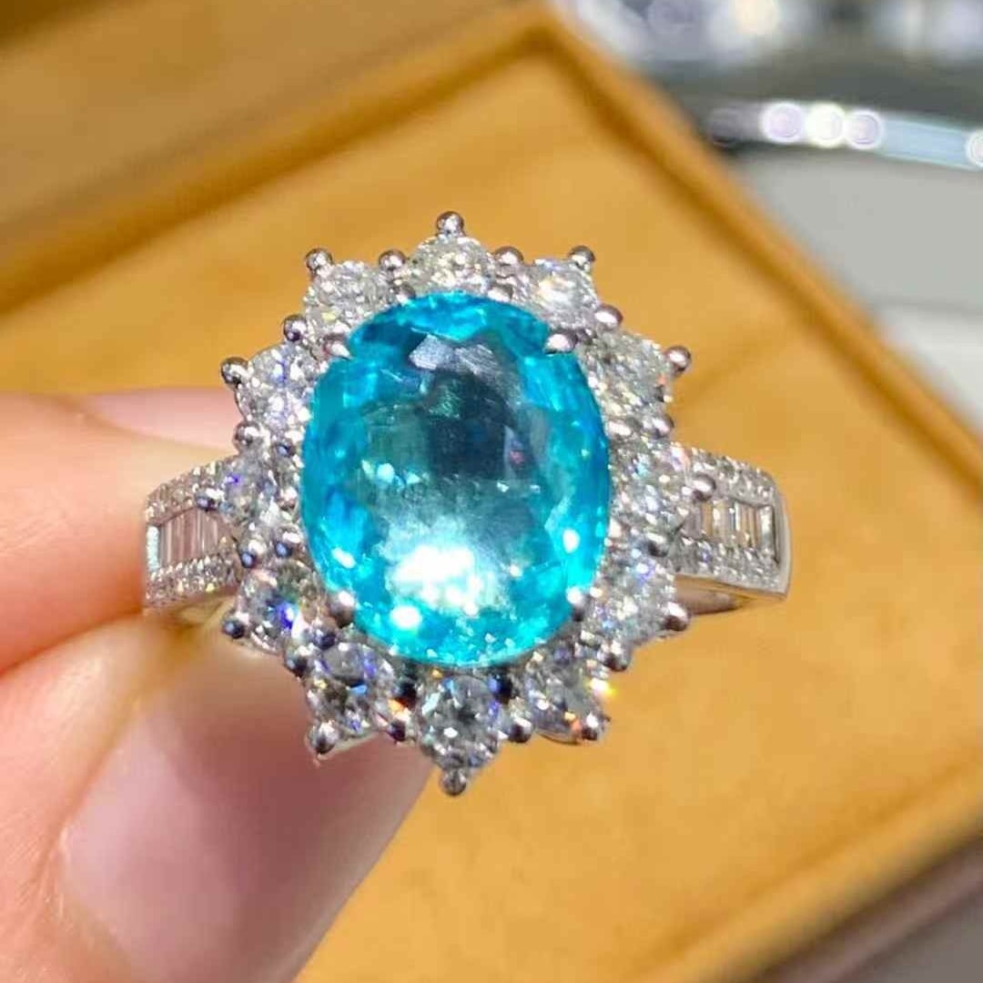 14k Gold 2.23 Ct Natural Paraiba Tourmaline & Diamond Ring - 2