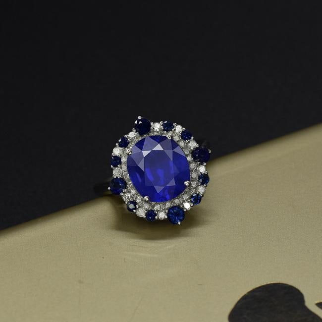 14k Gold 3.47 Ctw Natural Sapphire & Diamond Ring - 3
