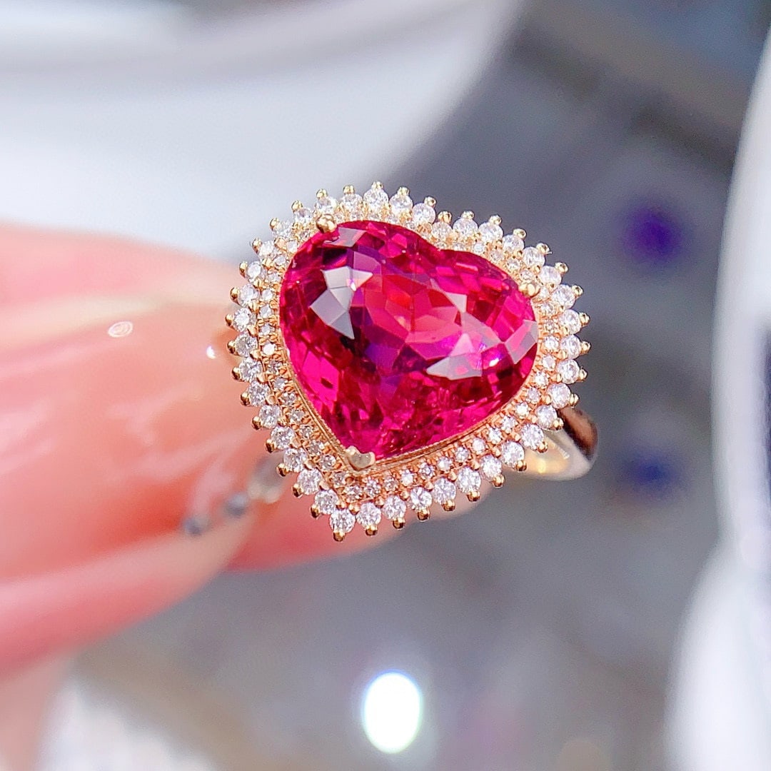 14k Gold 4.8 Ct Natural Tourmaline & Diamond Ring - 3