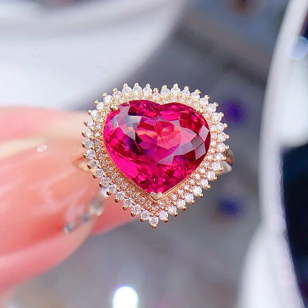 14k Gold 4.8 Ct Natural Tourmaline & Diamond Ring - 4