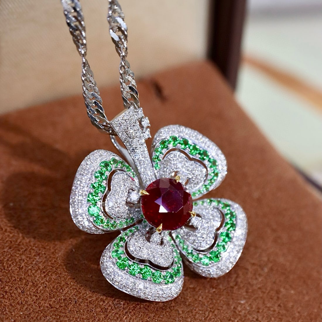 14k Gold 2.54 Ctw Natural Ruby & Diamond Pendant( Without Chain ) - 2