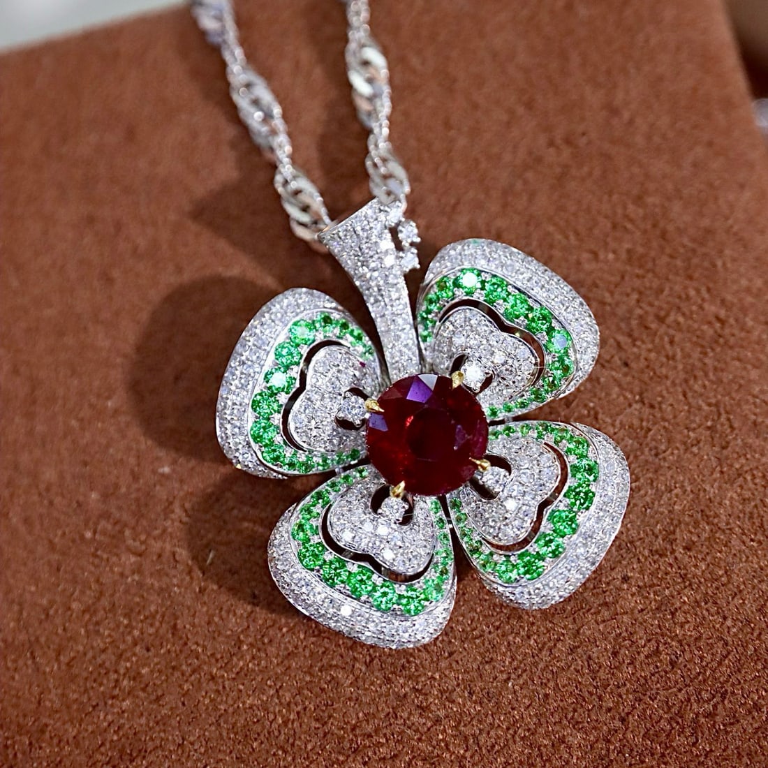 14k Gold 2.54 Ctw Natural Ruby & Diamond Pendant( Without Chain ) - 6