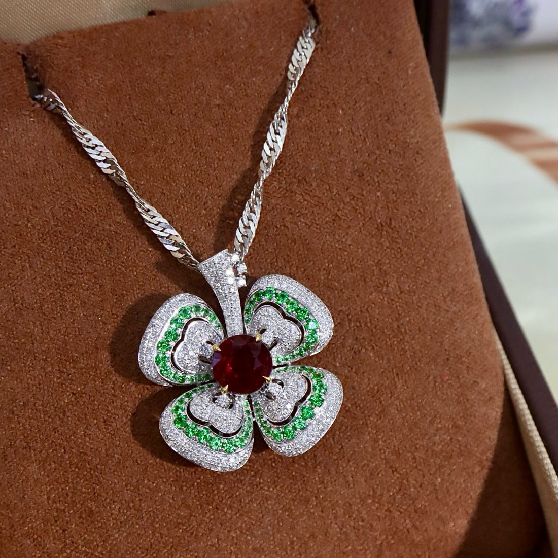14k Gold 2.54 Ctw Natural Ruby & Diamond Pendant( Without Chain ) - 7