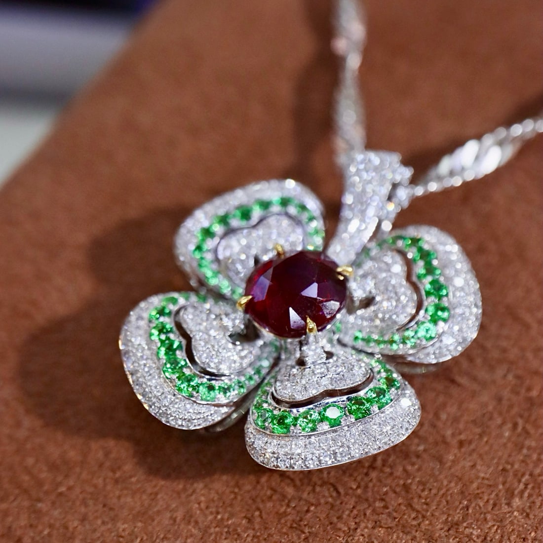 14k Gold 2.54 Ctw Natural Ruby & Diamond Pendant( Without Chain ) - 8