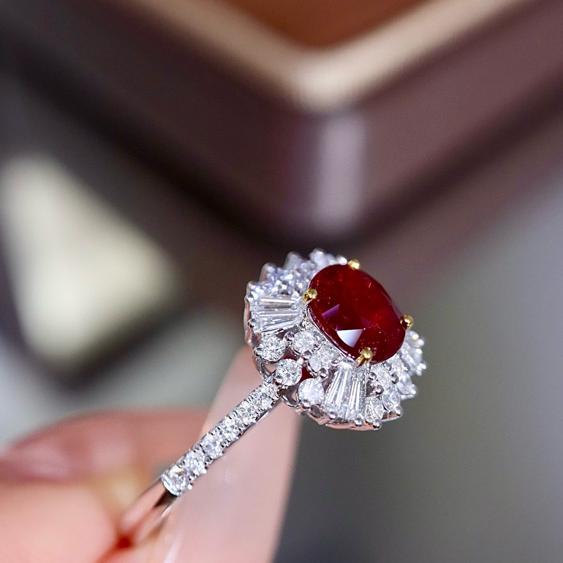 14k Gold 1.36 Ctw Vivid Red Natural Ruby & Diamond Ring - 7