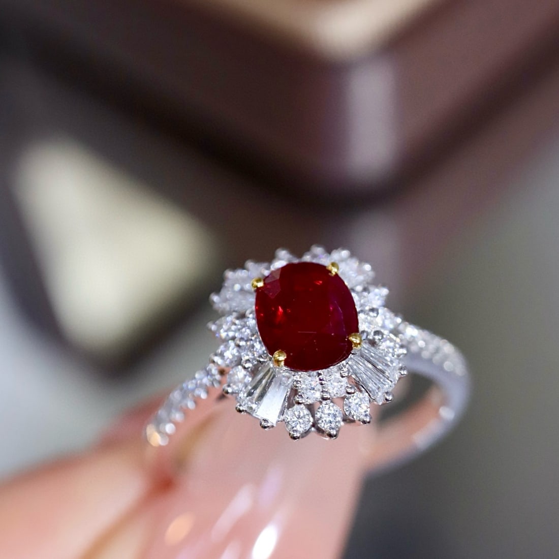 14k Gold 1.36 Ctw Vivid Red Natural Ruby & Diamond Ring - 8