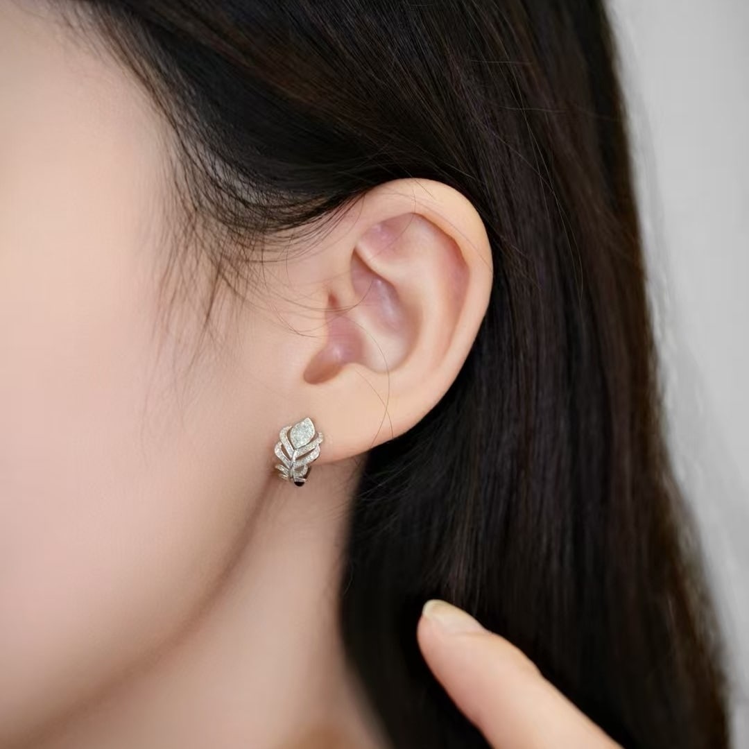 14k Gold 0.32 Ct Natural H Diamond Earrings - 5
