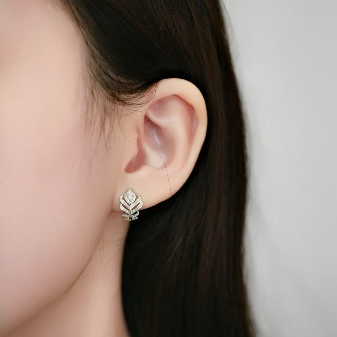 14k Gold 0.32 Ct Natural H Diamond Earrings - 6