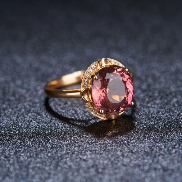 14k Gold 4.01 Ct Natural Tourmaline & Diamond Ring - 2