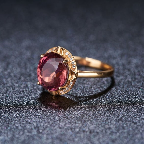 14k Gold 4.01 Ct Natural Tourmaline & Diamond Ring - 3