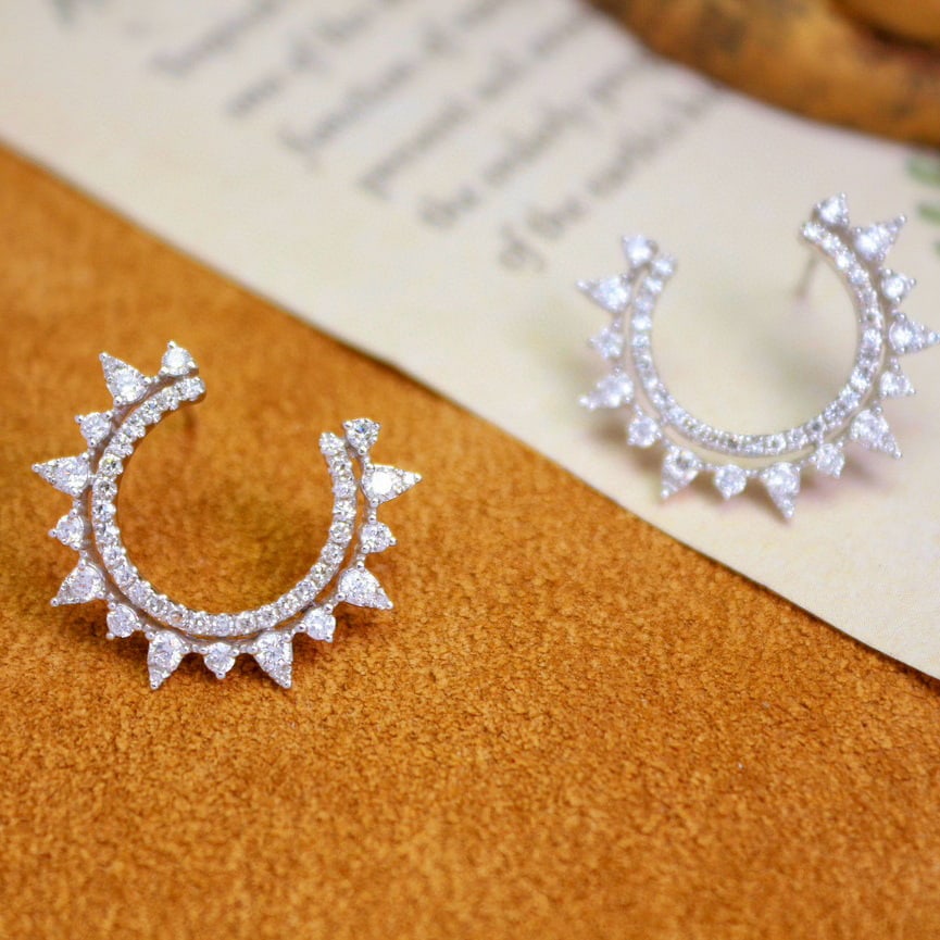 14k Gold 0.70 Ct Natural H Diamond Earrings - 5