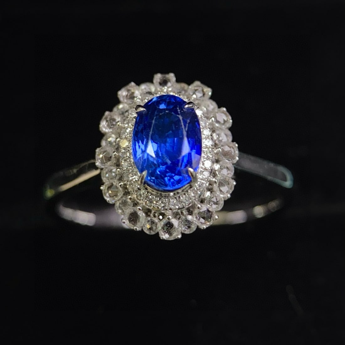 14k Gold 1.2 Ct Natural Sapphire & Diamond & Sapphire Ring - 3