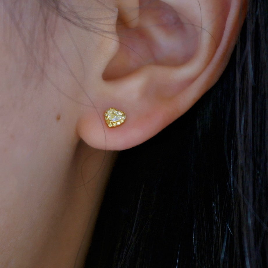 14k Gold 0.50 Ct Natural Yellow Diamond Earrings - 6