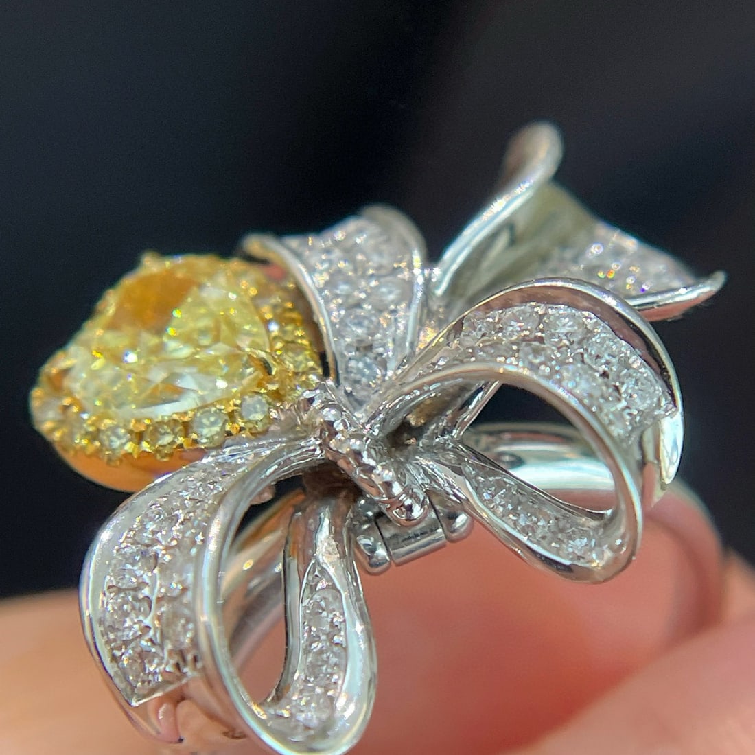 14k Gold 1.37 Ctw Natural Yellow Diamond & Diamond Ring - 3