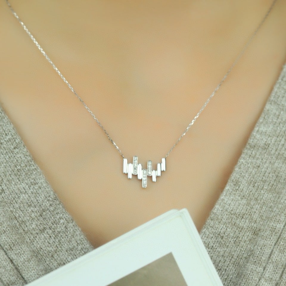 14k Gold 0.15 Ct Natural H Diamond Necklace - 5