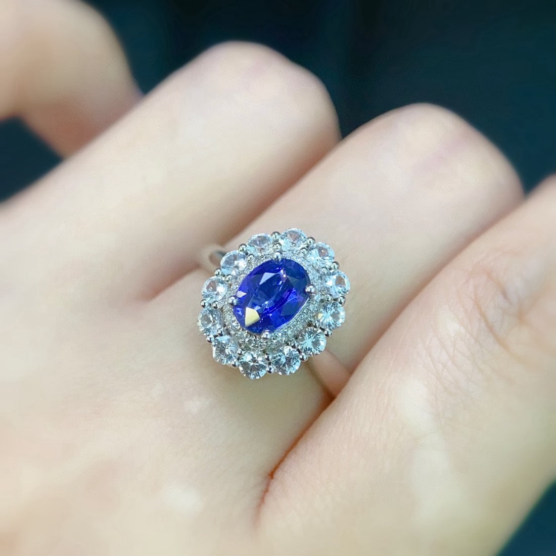 14k Gold 1.38 Ctw Natural Sapphire & Diamond Ring/pendant( Without Chain ) - 4