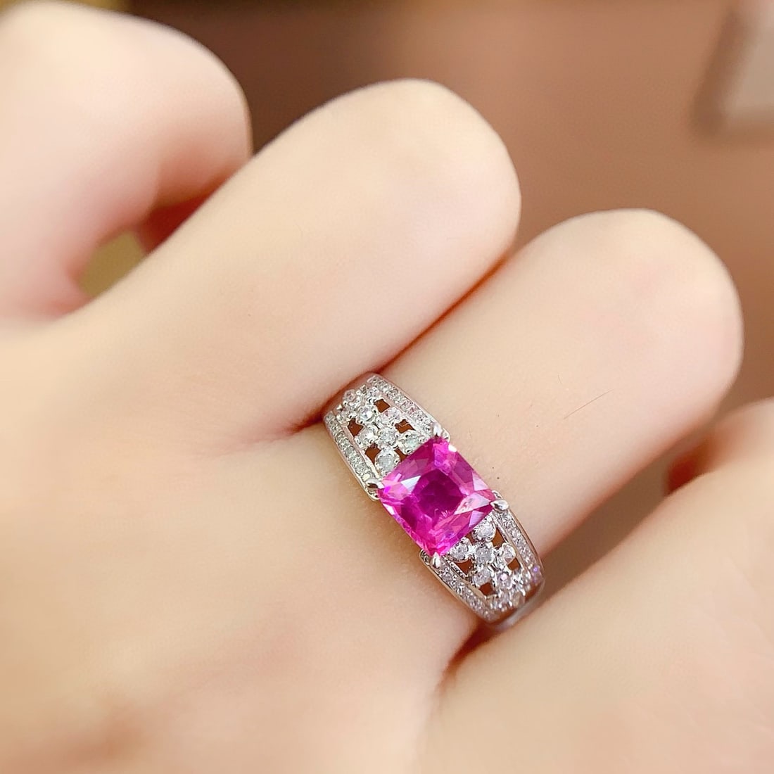 14k Gold 1.15 Ct Natural Sapphire & Diamond Ring - 7