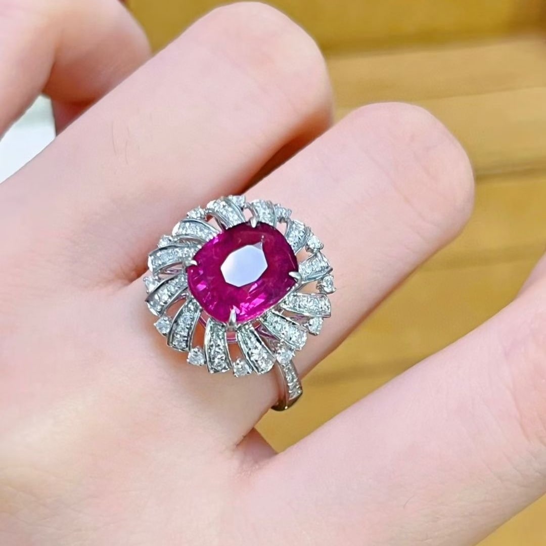 14k Gold 2.5 Ct Natural Tourmaline & Diamond Ring - 3
