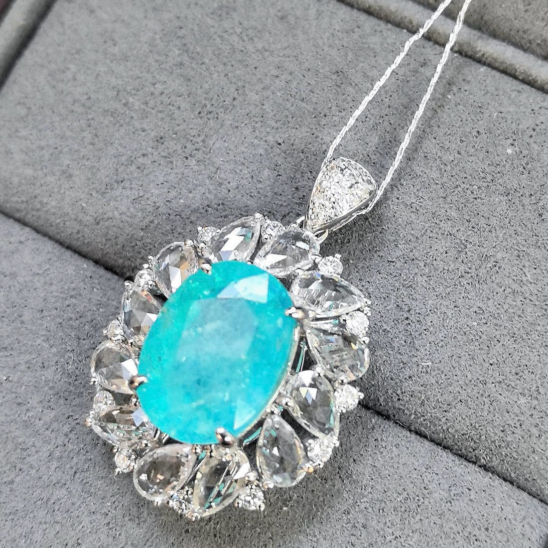 14k Gold 6.93 Ctw Natural Paraiba Tourmaline & Sapphire Pendant( Without Chain ) - 3