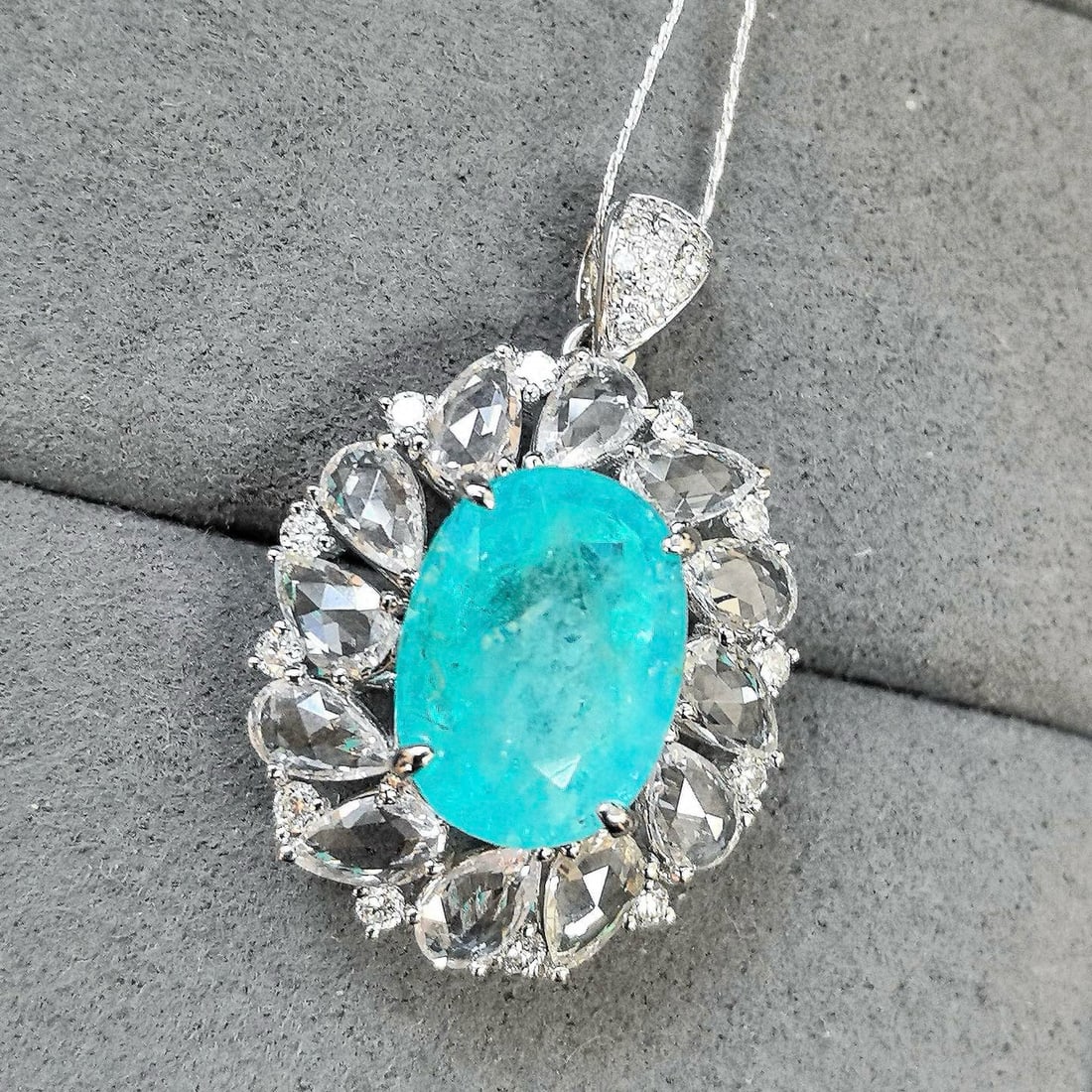 14k Gold 6.93 Ctw Natural Paraiba Tourmaline & Sapphire Pendant( Without Chain ) - 5
