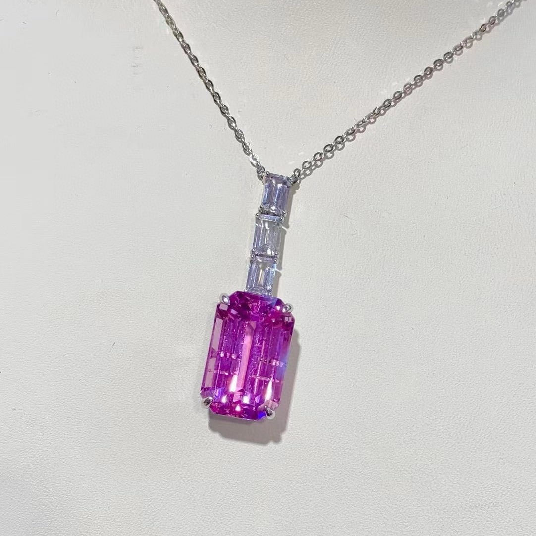 14k Gold 18.43 Ctw Natural Kunzite & Sapphire Pendant( Without Chain ) - 5