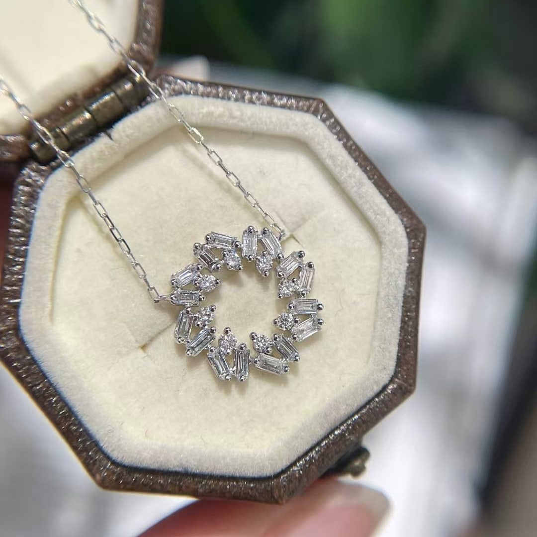 14k Gold 0.32 Ct Natural H Diamond Necklace - 2