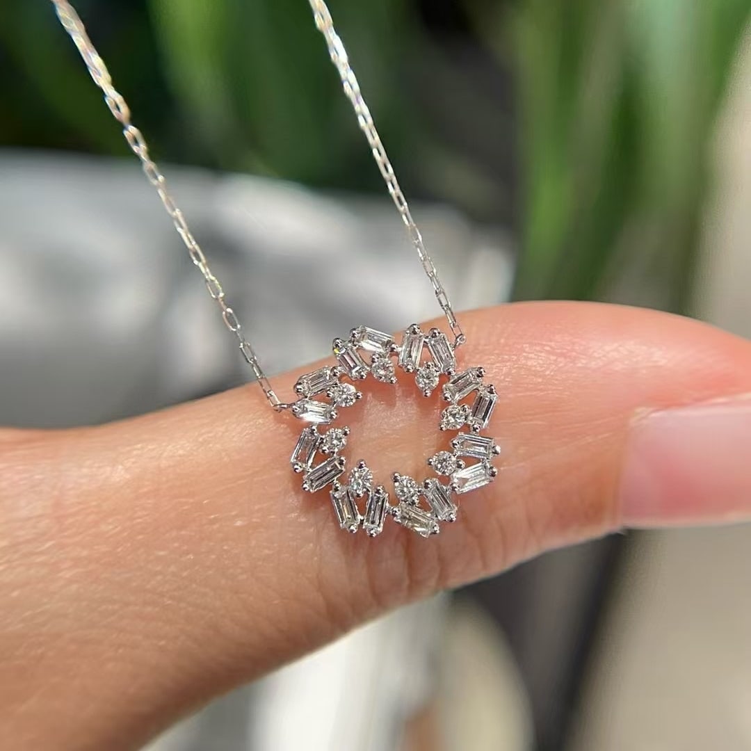 14k Gold 0.32 Ct Natural H Diamond Necklace - 3