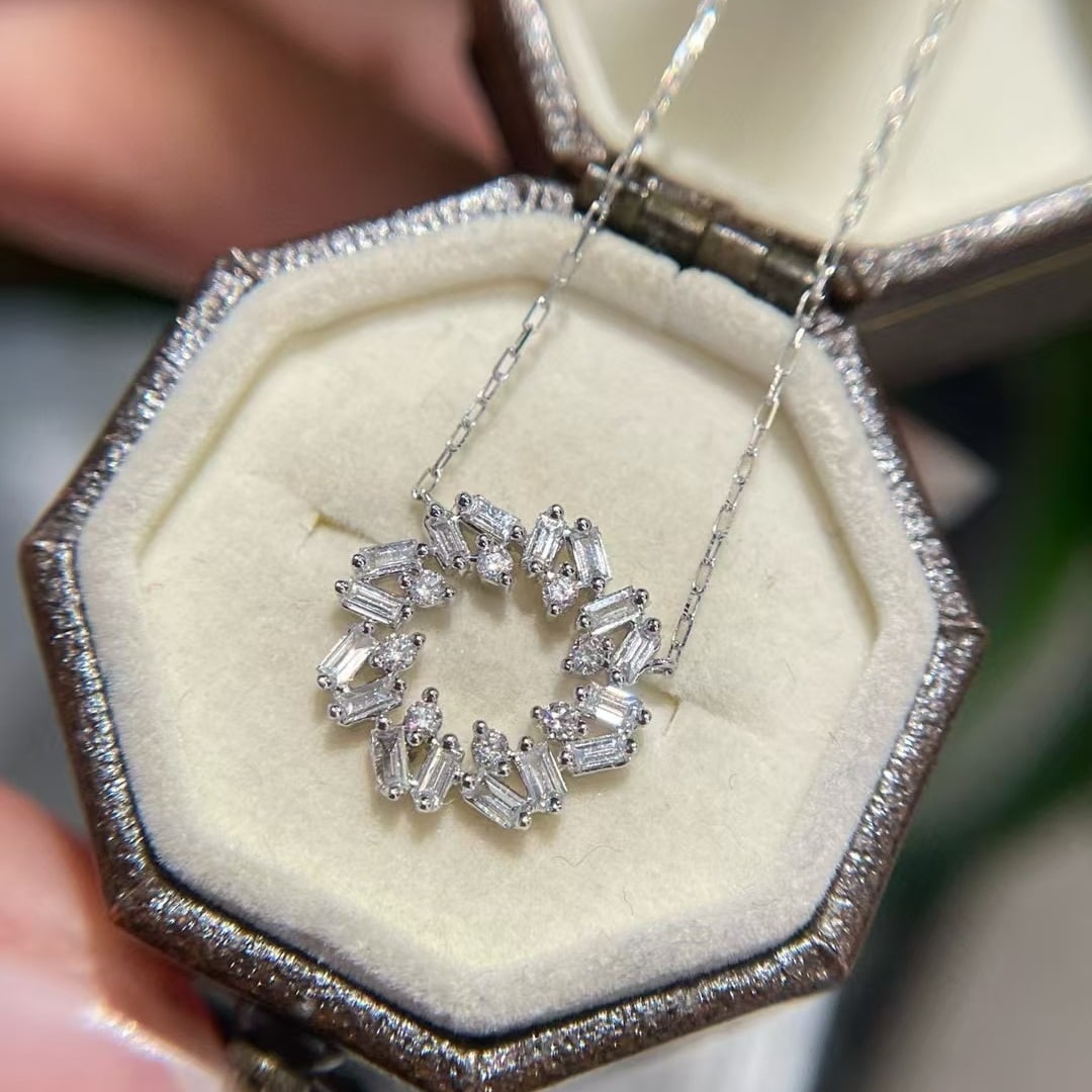 14k Gold 0.32 Ct Natural H Diamond Necklace - 4