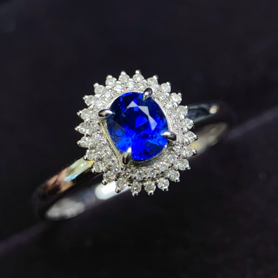 14k Gold 0.8 Ct Natural Sapphire & Diamond Ring - 5