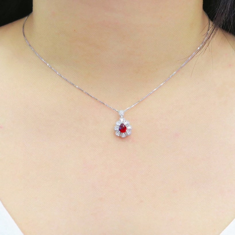 14k Gold 1.13 Ctw Natural Ruby & Diamond Ring/pendant( Without Chain ) - 8