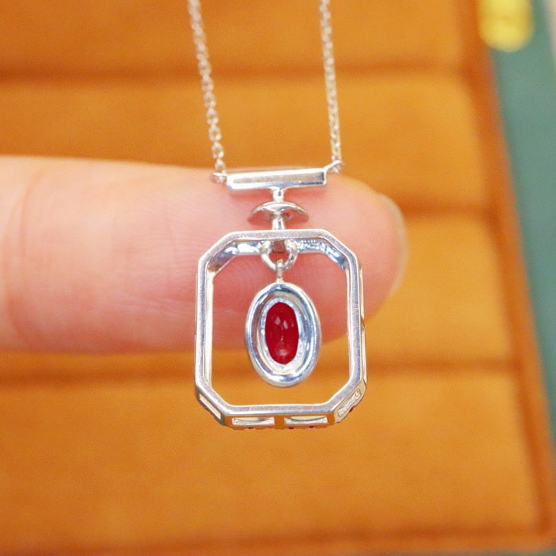 14k Gold 0.62 Ctw Natural Ruby & Diamond Necklace - 5