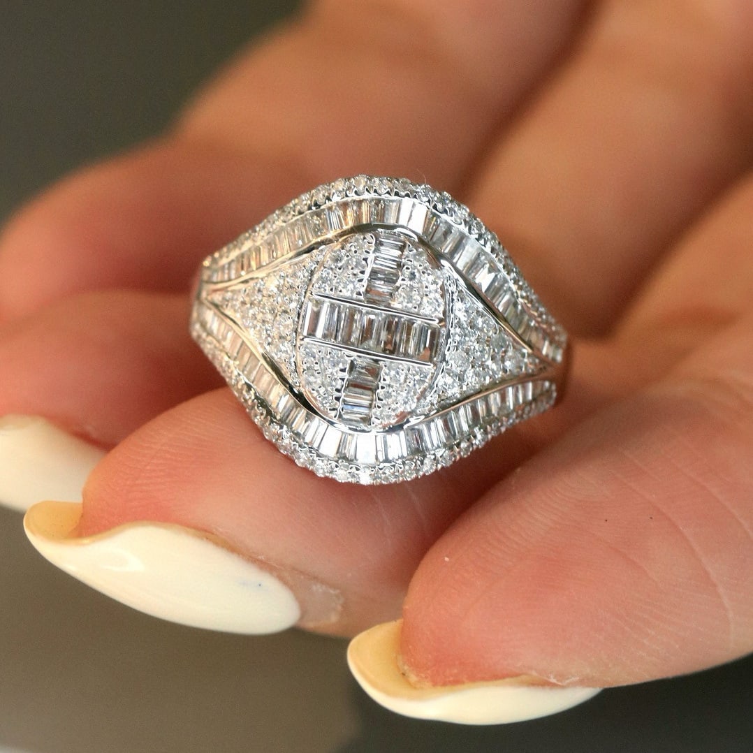 14k Gold 0.96 Ct Natural H Diamond Ring - 4
