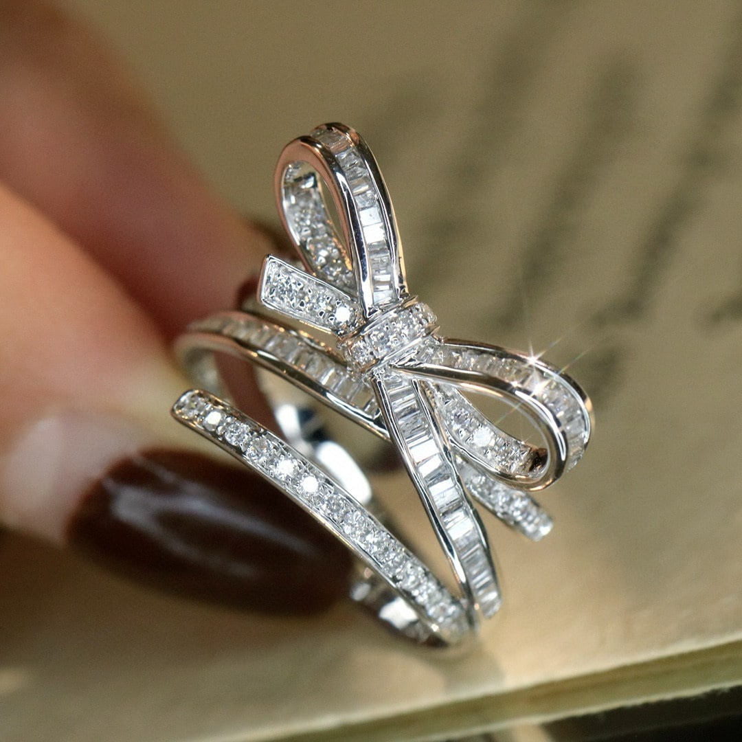 14k Gold 0.8 Ct Natural H Diamond Ring - 4