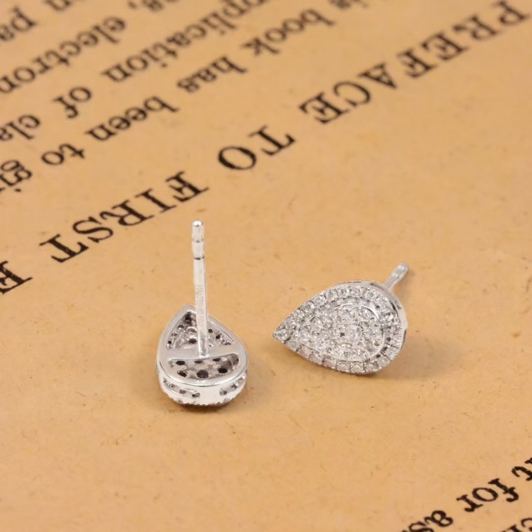 14k Gold 0.32 Ct Natural H Diamond Earrings - 2